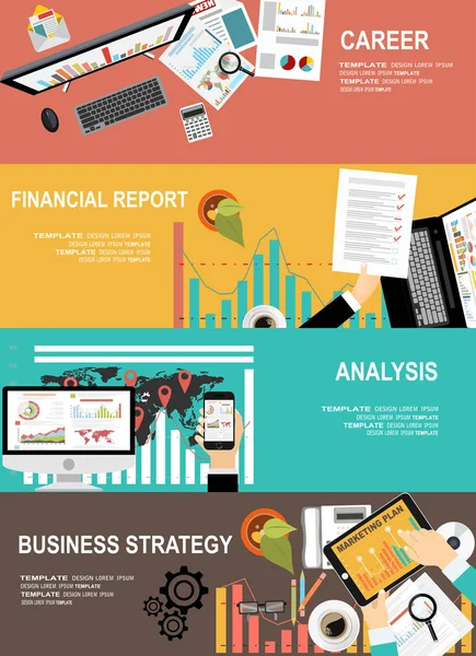 Financiële Web Banner Business Concept Gewoon Vector Illustratie — Stockvector