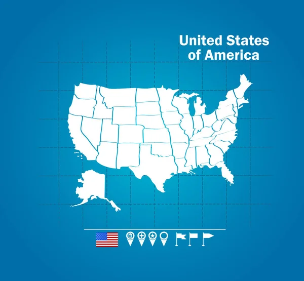 Usa Map Simply Vector Illustration — Stock Vector