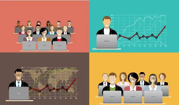 Finanzwebbanner Mit Diagrammen Einfach Vektorillustration — Stockvektor