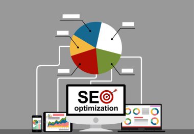 Arama motoru optimizasyon kavramının vektör çizimi