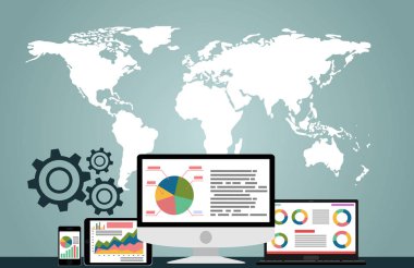 Grafikli finansal web pankartı, basitçe vektör illüstrasyonu 