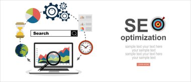 vektör web pankartı, seo optimizasyon illüstrasyonu