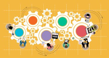 Takım çalışması ve iş dünyası için düz tasarım illüstrasyonları