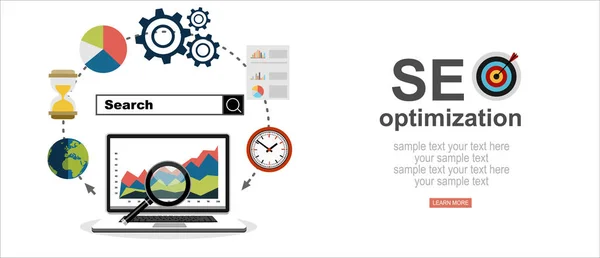 Vector Web Banner Seo Otimização Ilustração —  Vetores de Stock