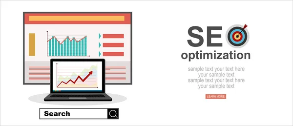 Concepto Plano Proceso Seo Ilustración Vectorial — Archivo Imágenes Vectoriales