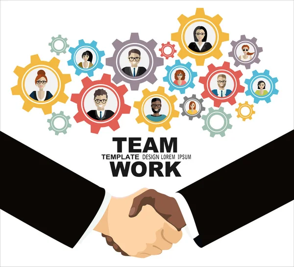 Handdruk Succesvol Teamwerk Business Concept Vector Illustratie — Stockvector