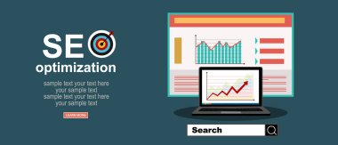 vektör web pankartı, seo optimizasyon illüstrasyonu