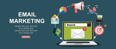 e-posta pazarlama web afişi, basitçe vektör illüstrasyonu  