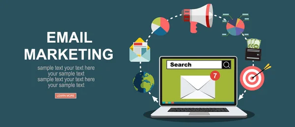 Banner Web Email Marketing Semplicemente Illustrazione Vettoriale — Vettoriale Stock