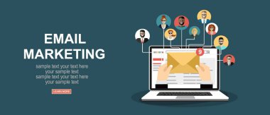 e-posta pazarlama web afişi, basitçe vektör illüstrasyonu  