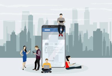 sohbet web afişi, basitçe vektör illüstrasyonu 