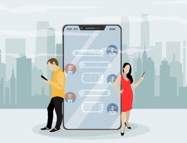 sohbet web afişi, basitçe vektör illüstrasyonu 