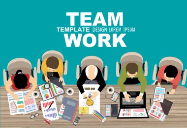 Takım çalışması ve iş dünyası için düz tasarım illüstrasyonları