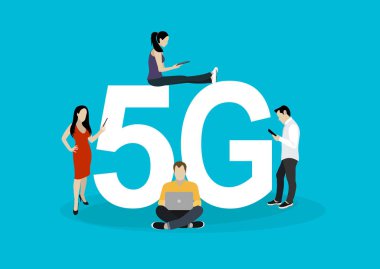 Vektör illüstrasyon pankartı, 5g ağ kavramı