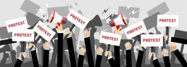 Protesto eden insanlar, vektör illüstrasyon tasarımı