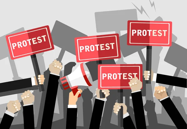 People Protesting Vector Illustration Concept Design — Stock Vector