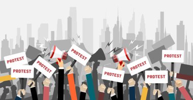 Protesto eden insanlar, vektör illüstrasyon tasarımı