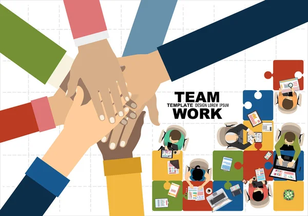 Teamwork Creative Banner Vector Illustration Concept Design — Stock Vector