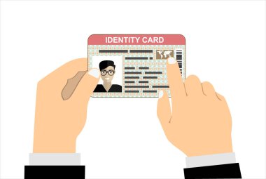 Eller kimlik kartı, vektör illüstrasyon konsept tasarımı