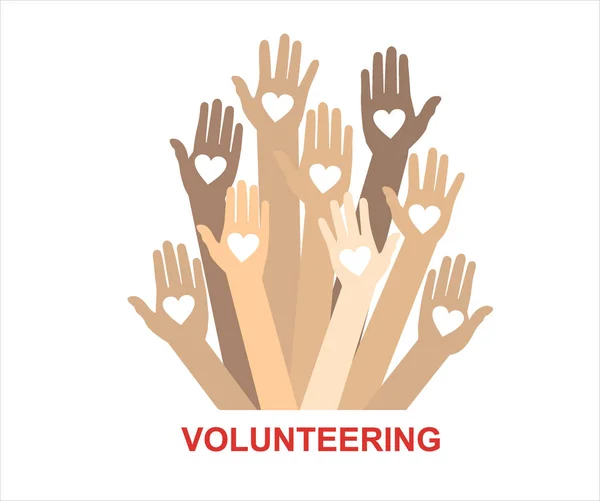Volunteering Banner Charity Hands Vector Illustration Concept Design — Stock Vector