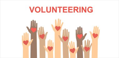 gönüllü pankart, hayır işleri, vektör illüstrasyon konsepti tasarımı