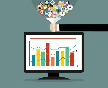 Grafikli finansal web pankartı, basitçe vektör illüstrasyonu 