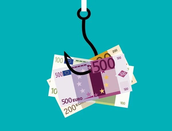 Τραπεζογραμμάτια Ευρώ Hook Web Banner Απλά Διανυσματική Απεικόνιση — Διανυσματικό Αρχείο