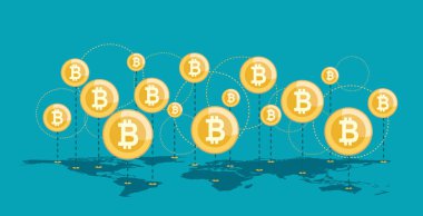 bitcoins web pankartı, basitçe vektör illüstrasyonu    