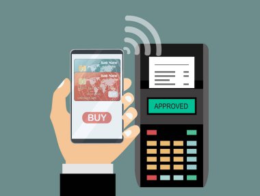 Nfc ödeme yöntemi web pankartı, basitçe vektör illüstrasyonu    