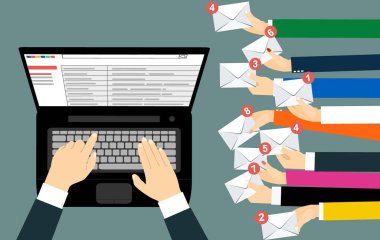 e-posta konsepti web pankartı, basitçe vektör illüstrasyonu 