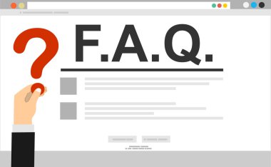 Sık sık sorulan sorular web pankartı konsepti, vektör illüstrasyonu
