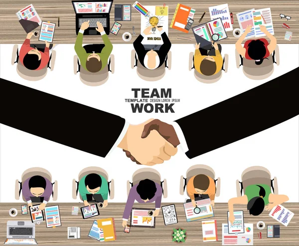 Teamwork Concept Platte Ontwerp Vecot Illustratie — Stockvector