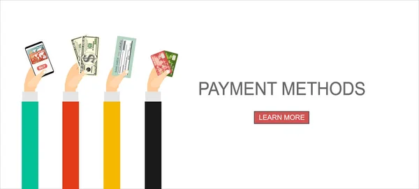 Payment Methods Web Banner Simply Vector Illustration — 스톡 벡터