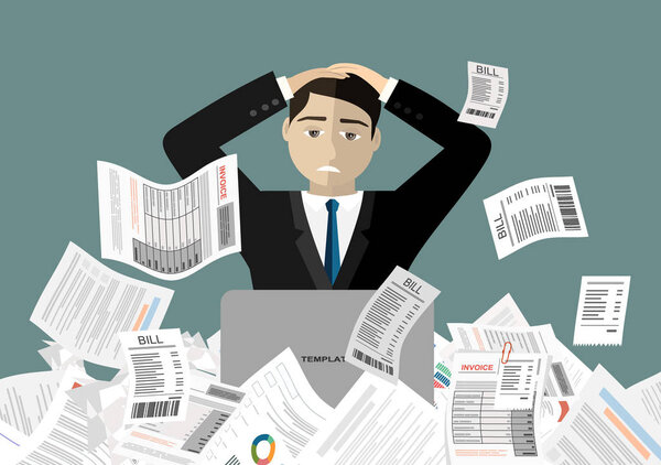 paper work web banner, simply vector illustration 