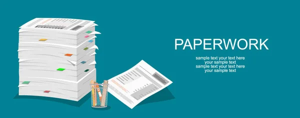 Paper Work Web Banner Simply Vector Illustration — Stock Vector