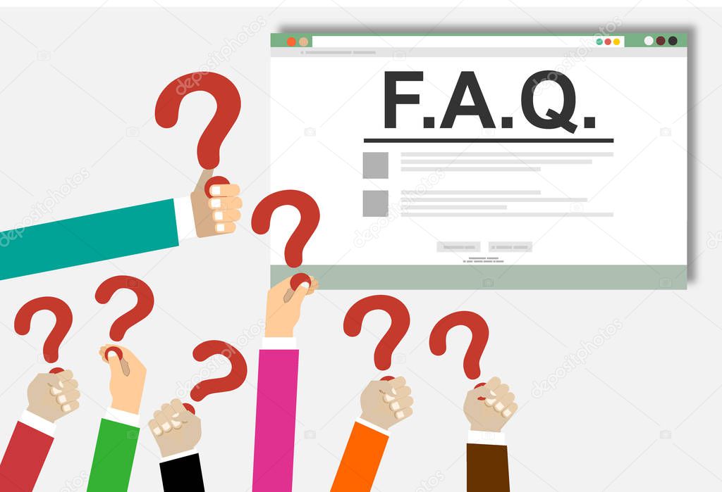 frequently asked questions web banner concept, vector illustration