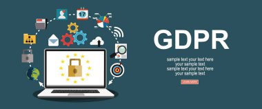 Gdpr web pankartı, basitçe illüstrasyon 