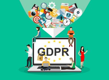 Gdpr web pankartı, basitçe vektör illüstrasyonu 
