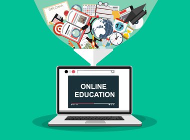 çevrimiçi eğitim web pankartı, basitçe vektör illüstrasyonu 