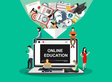 çevrimiçi eğitim web pankartı, basitçe vektör illüstrasyonu 