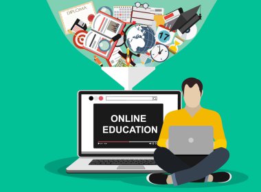 çevrimiçi eğitim web pankartı, basitçe vektör illüstrasyonu 