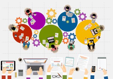 takım çalışması konsepti, düz tasarım vekot illüstrasyonu