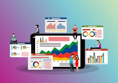 Grafikli finansal web pankartı, basitçe vektör illüstrasyonu 