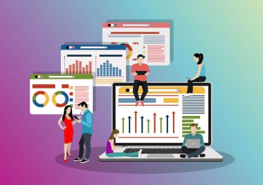 Grafikli finansal web pankartı, basitçe vektör illüstrasyonu 