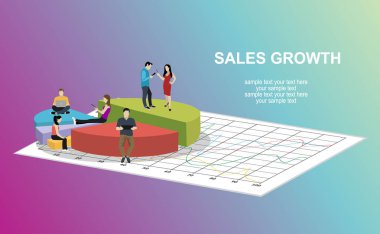 Satış büyüme web afişi, basitçe vektör illüstrasyonu  