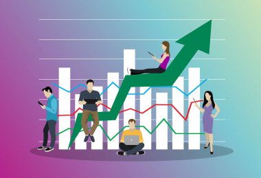 Grafikli finansal web pankartı, basitçe vektör illüstrasyonu 