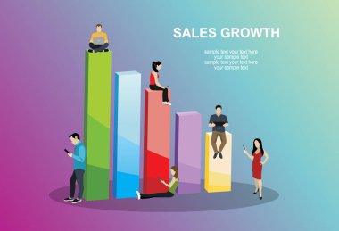 Satış büyüme web afişi, basitçe vektör illüstrasyonu  