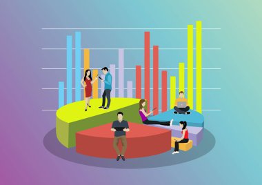 Grafikli finansal web pankartı, basitçe vektör illüstrasyonu 