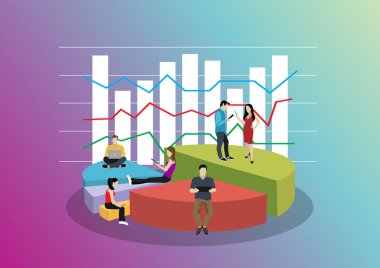 Grafikli finansal web pankartı, basitçe vektör illüstrasyonu 