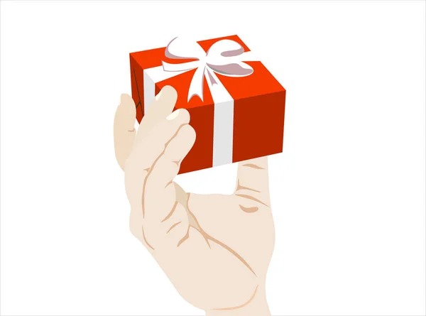 Mano Con Banner Web Caja Regalo Simplemente Vector Ilustración — Archivo Imágenes Vectoriales